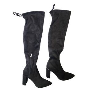 Marc‎ Fisher Point toe Block Heel Tall Vany Suede Boots Black 6.5